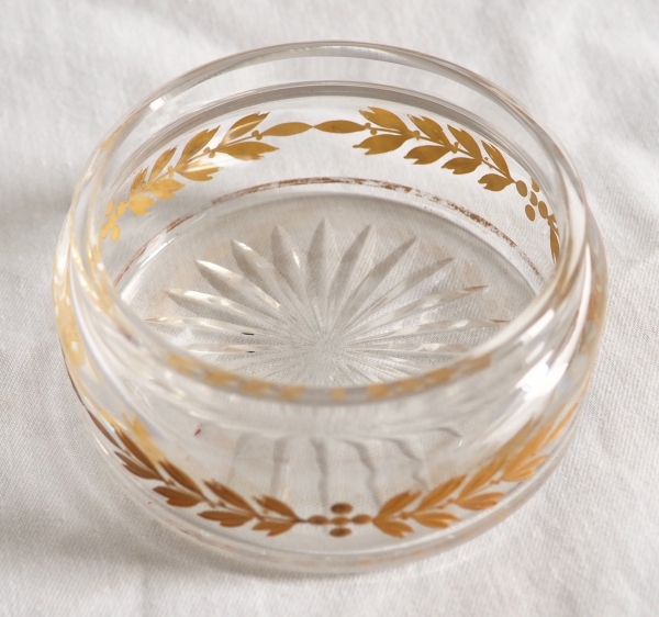 Empire style Baccarat crystal powder box / cufflinks box enhanced with fine gold