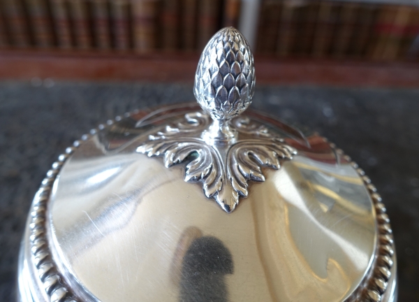 Baccarat crystal Louis XVI style box, sterling silver lid by Puiforcat