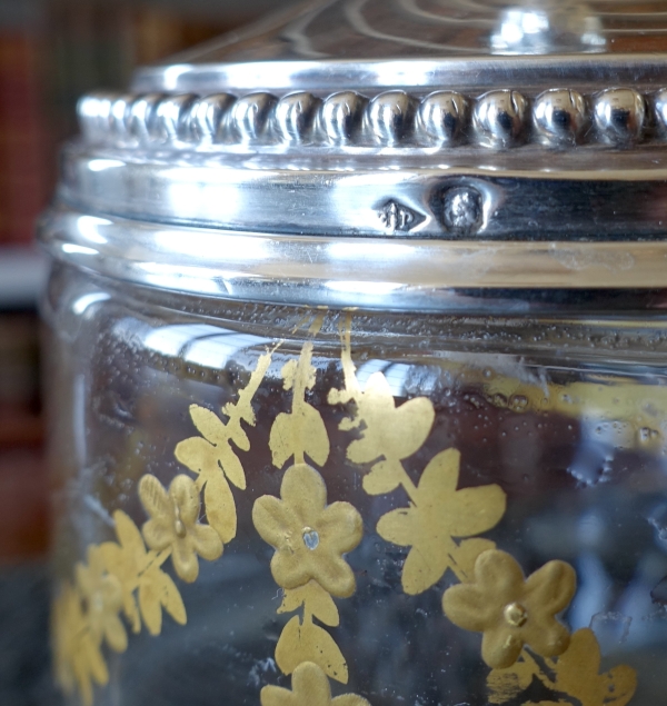 Baccarat crystal Louis XVI style box, sterling silver lid by Puiforcat