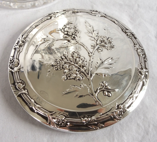 Boîte à biscuits en cristal de Baccarat et argent massif, poinçon Minerve