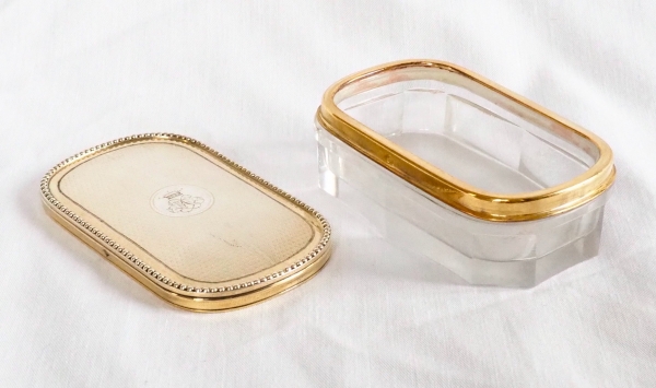 Vermeil & Baccarat crystal cufflinks box, crown of viscount engraved