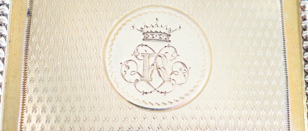 Vermeil & Baccarat crystal cufflinks box, crown of viscount engraved
