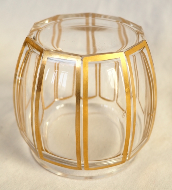 Baccarat crystal box gilt with fine gold - Cannelures pattern, sterling silver lid