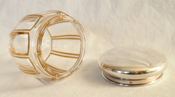 Baccarat crystal box gilt with fine gold - Cannelures pattern, sterling silver lid