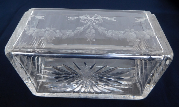 Baccarat crystal and sterling silver box, crown of Prince engraved