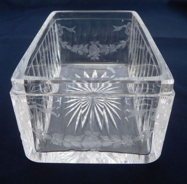 Baccarat crystal and sterling silver box, crown of Prince engraved