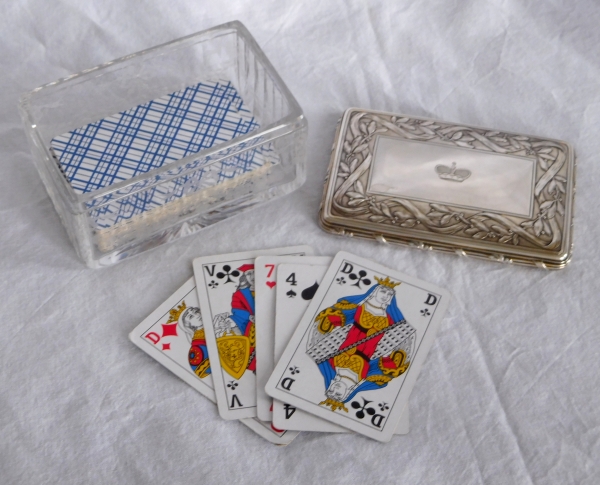 Baccarat crystal and sterling silver box, crown of Prince engraved