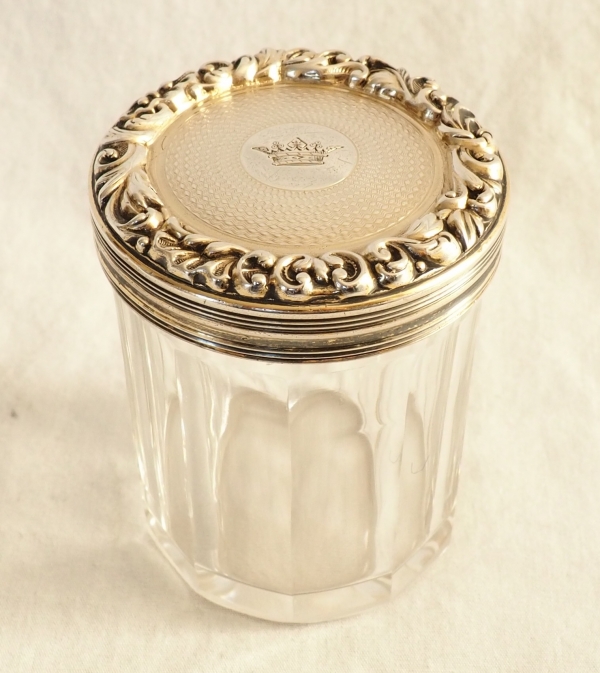 Baccarat crystal, sterling silver and vermeil box, crown of Marquis
