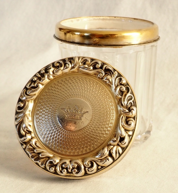 Baccarat crystal, sterling silver and vermeil box, crown of Marquis