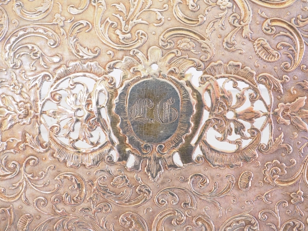 Boîte en cristal taillé et vermeil (argent massif) ajouré, monogramme LG, époque XIXe, poinçon Minerve