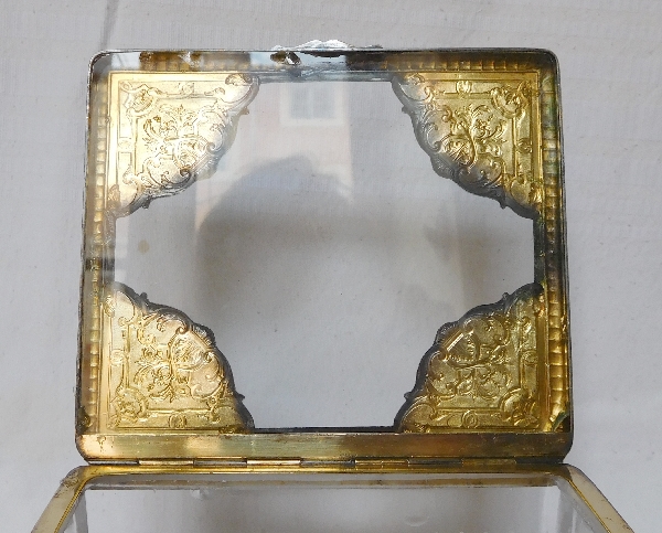 Crystal, sterling silver and vermeil biscuit / candy box, Risler & Carré silversmith