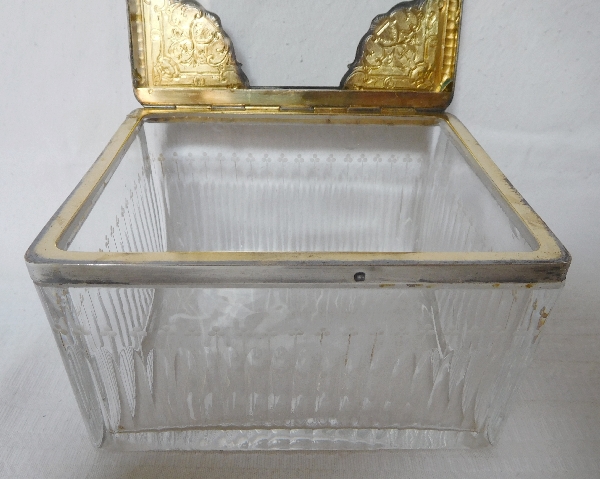 Crystal, sterling silver and vermeil biscuit / candy box, Risler & Carré silversmith