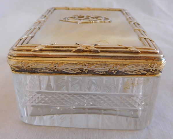 Baccarat crystal and vermeil Louis XVI style cufflinks box, CG monogram