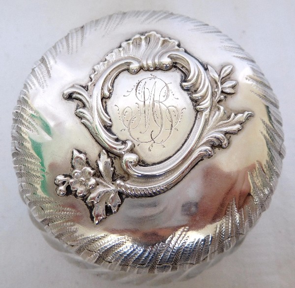 Baccarat crystal & Henri Soufflot sterling silver powder box, late 19th century 