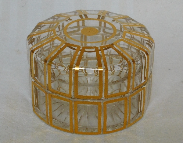 Small Baccarat crystal powder box gilt with fine gold