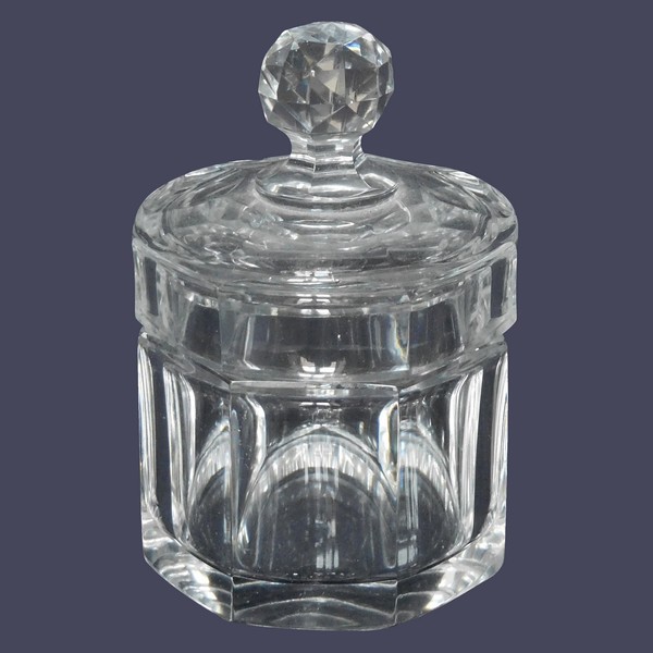 Baccarat crystal powder box, Malmaison pattern - 13cm - signed