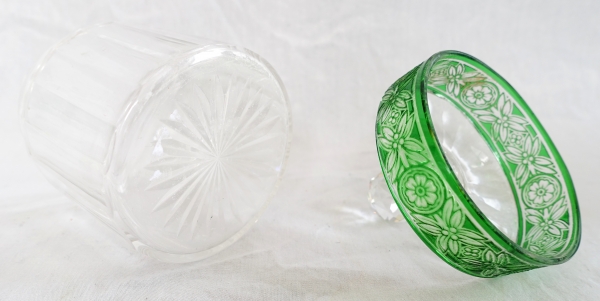 Sucrier ou boîte à poudre en cristal de Baccarat overlay vert, modèle Empire