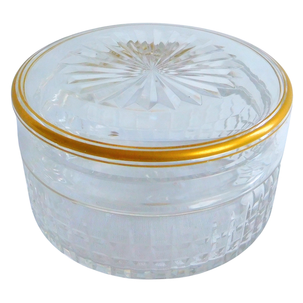 Baccarat crystal powder box / cufflinks box, Nancy pattern enhanced with fine gold - paper sticker