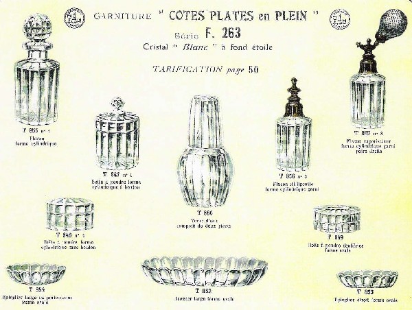 Boîte à poudre en cristal de Baccarat, modèle Cannelures réhaussé de filets or