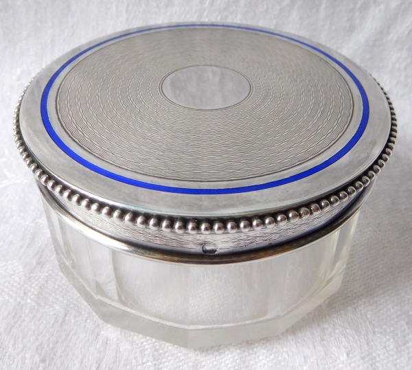 Sterling silver and Baccarat powder crystal box