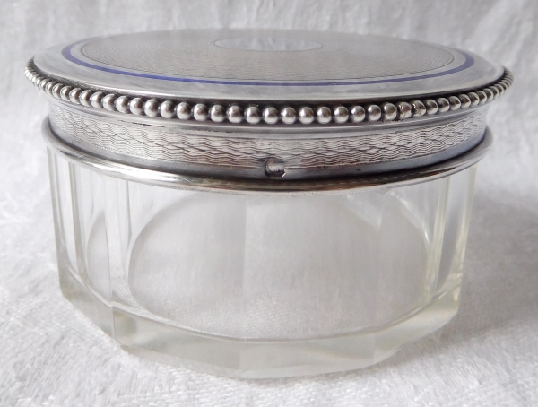 Sterling silver and Baccarat powder crystal box