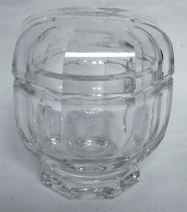 Baccarat crystal powder box, Malmaison pattern - 13cm - signed