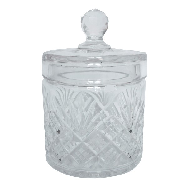 Grande boîte à poudre en cristal de Baccarat, cristal taillé à palmettes, modèle Douai