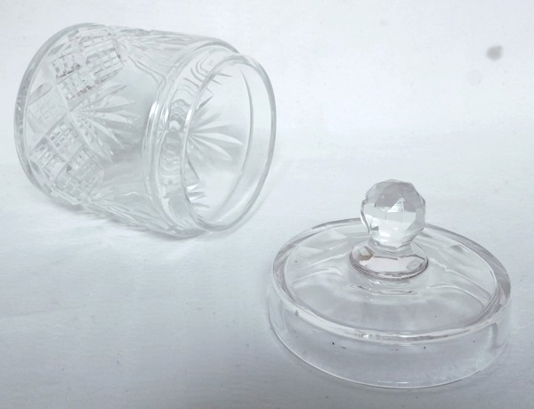 Antique French Baccarat crystal powder box, Douai pattern