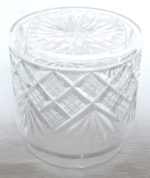 Antique French Baccarat crystal powder box, Douai pattern