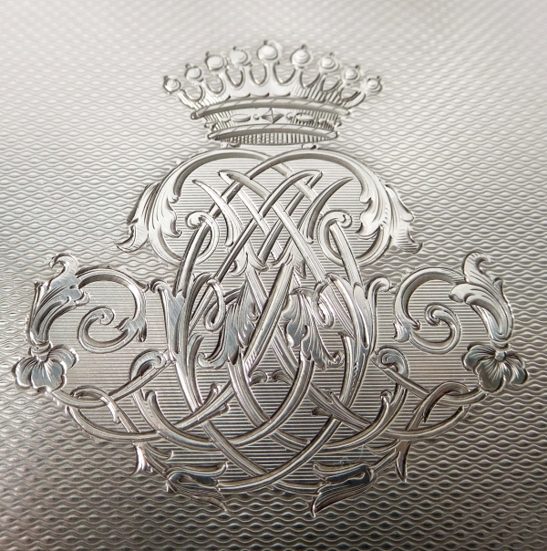 Sterling silver, vermeil and crystal box, crown of count, MC monogram