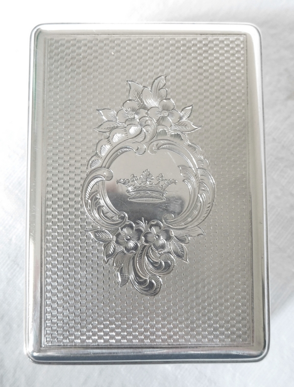 Crystal and sterling silver powder box, crown of Marquis, circa 1860