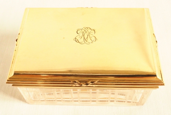 Boîte en cristal de Baccarat et vermeil (argent massif) par Gustave Keller - poinçon Minerve