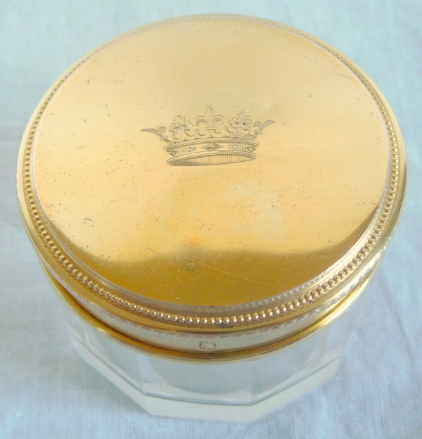 Baccarat crystal and vermeil box, crown of Prince of France engraved