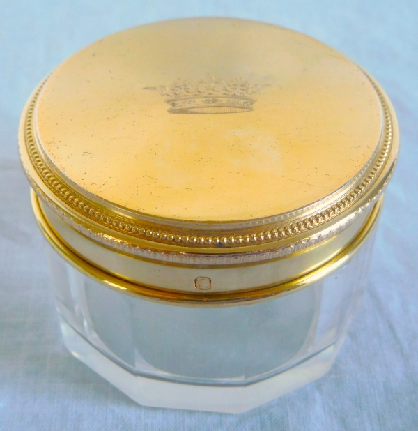 Baccarat crystal and vermeil box, crown of Prince of France engraved