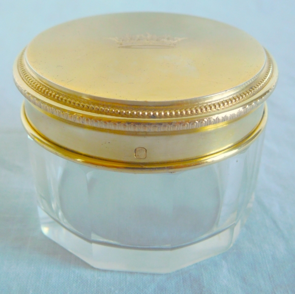 Baccarat crystal and vermeil box, crown of Prince of France engraved