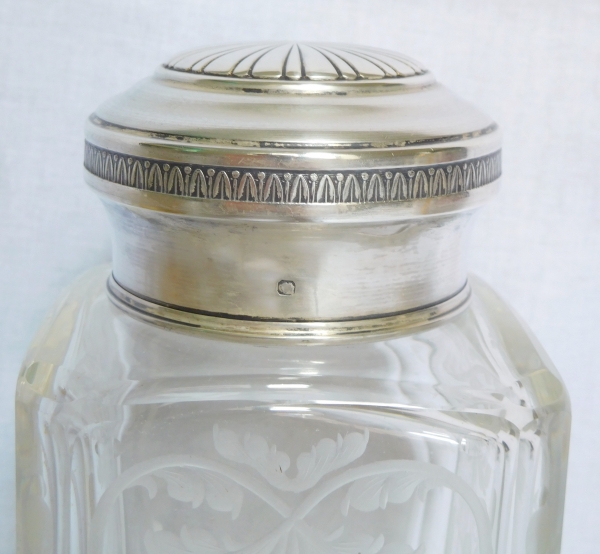 Baccarat crystal, sterling silver and vermeil tea box, original sticker