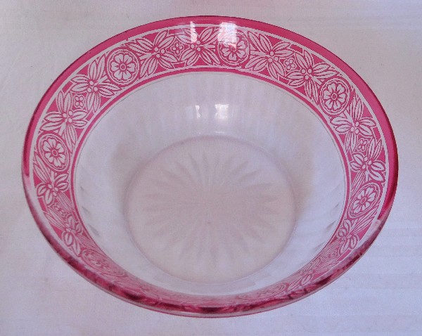 Baccarat pink overlay crystal bowl, Empire pattern