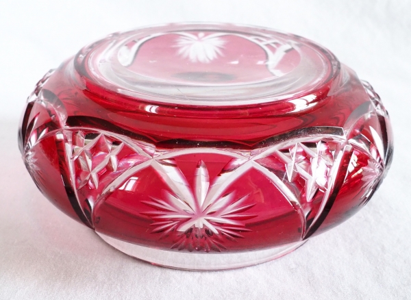 Baccarat crystal candy box, pink overlay crystal