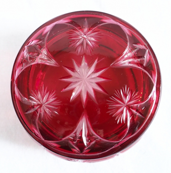 Baccarat crystal candy box, pink overlay crystal