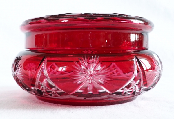 Baccarat crystal candy box, pink overlay crystal