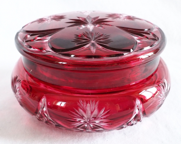 Baccarat crystal candy box, pink overlay crystal