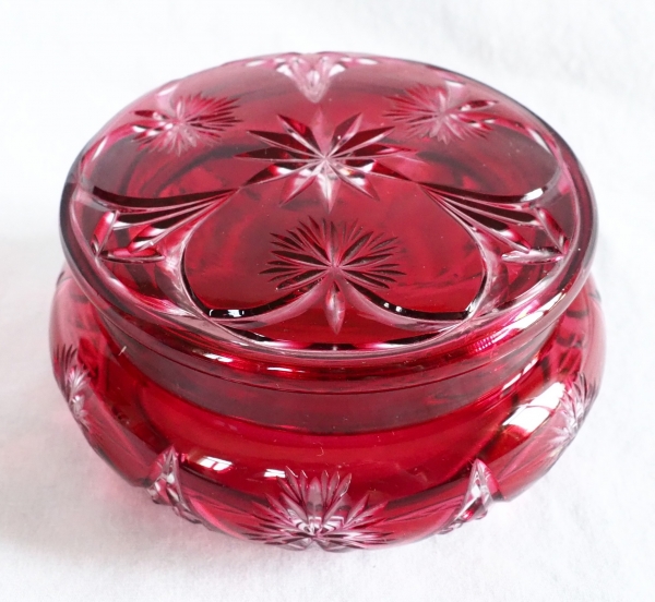 Baccarat crystal candy box, pink overlay crystal