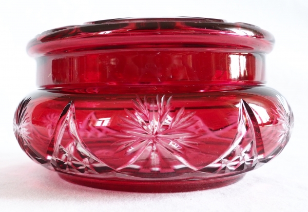 Baccarat crystal candy box, pink overlay crystal