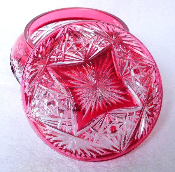 Baccarat crystal pink overlay candy box