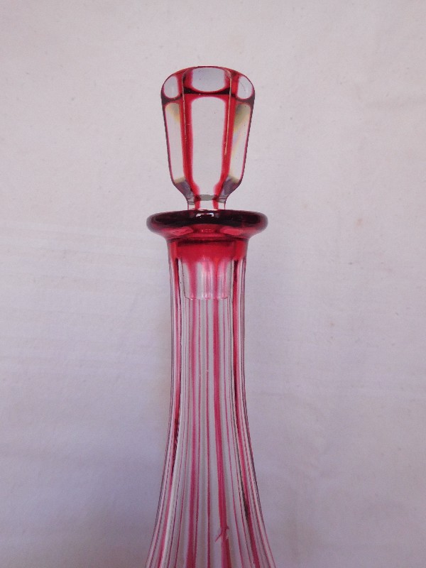 Baccarat pink overlay crystal decanter Bottle