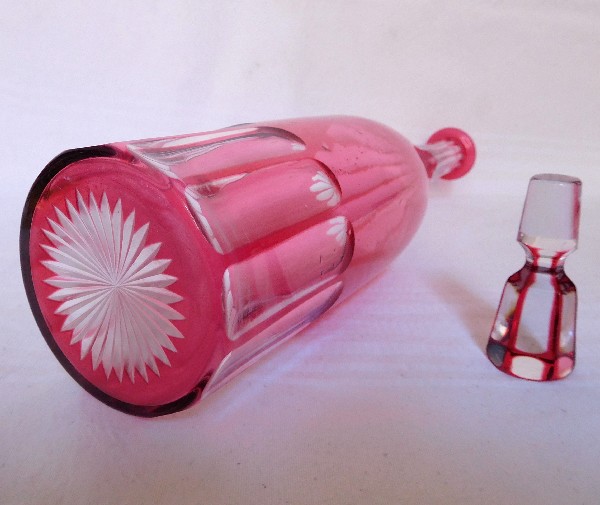 Baccarat pink overlay crystal decanter Bottle