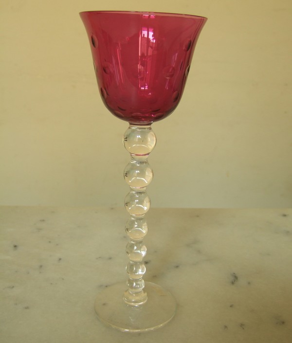 Verre à vin du Rhin - Roemer - en cristal de St Louis, modèle Bubbles violine - améthyste NEUF