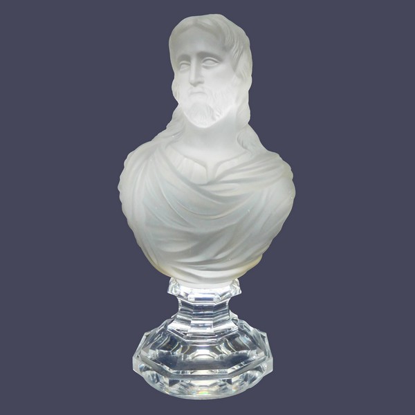 Baccarat crystal bust of the Christ, signed, 19th century production