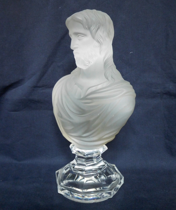 Baccarat crystal bust of the Christ, signed, 19th century production