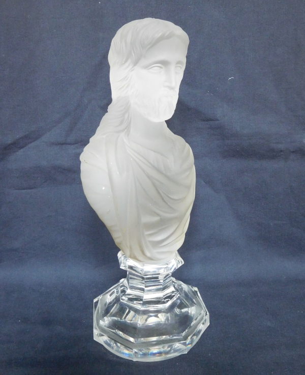 Baccarat crystal bust of the Christ, signed, 19th century production